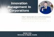 Innovation Management in Corporations - Naslovnica · What is the value of software export of India? A few questions? ... Intrepreneurship, Corporate Venturing (CV) Why Corporate