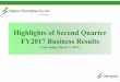 Highlights of Second Quarter FY2017 Business ResultsYear ending March 31, 2018 ) 1 （TSE4539） Contents 2 I. Summary of Results 3 II. FY 2017 Forecasts ... venture. * Supproted by