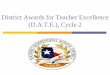 District Awards for Teacher Excellence (DATE), Cycle 2 · Introduction Daryton A. Ramsey Educator Quality Grant Administrator Email: dramse@sisd.net Office: (915)937-0817