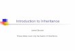Introduction to Inheritance - skeoop.github.io · What is Inheritance? SuperClass more general SubClass more specialized is a UML for inheritance One class incorporates all the attributes