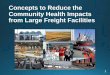 Concepts to Reduce the Community Health Impacts … · 22/03/2018 · (freight & passenger rail) 5. CARB rule or alternative to reduce idling from rail ... CARB handbook that identifies