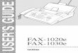 F1020e 1030eASA UG - Brother · i Using This Manual Thank you for purchasing a Brother fax machine (FAX). This machine has been designed to be simple to use, with LCD screen prompts