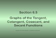 Section 6.5 Graphs of the Tangent, Cotangent, Cosecant ... · Graphs of the Tangent, Cotangent, Cosecant, and Secant Functions ... Properties of the Tangent Function 1. 2. 3. 4. 5
