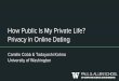 How Public Is My Private Life? Privacy in Online Datinghomes.cs.washington.edu/~cobbc12/publications/cobb... · Online Dating Create a profile View others’ profiles Filter for important