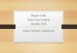 Report to the Orem City Council October 2016 to the Orem City Council October 2016 Library Advisory Commission Library Advisory Commission • Courtney Burns, Chair • James Jones,