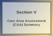 Section V Care Area Assessment (CAA) Summary 3.0 Training... · Minimum Data Set (MDS) 3.0 Section V August 2010 13 CAA & Care Planning Documentation ... o Which triggered care areas