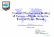Combat Effectiveness Testing of System of Systems … · Combat Effectiveness Testing of System of Systems in the Face of Cyber Threat Presented at National Defense Industrial Association