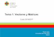 Tema 1: Vectores y Matrices - Academia Madrid Ingeniería ... 01... · • Vectores y operaciones básicas ... 2d –c= 0 Cuya solución es c ... Ejercicios • Vectores y operaciones