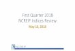 First Quarter 2018 NCREIF Indices Review · Special thanks to Kevin Scherer, NCREIF Consultant for Slides from NCREIF Analytics. Disclaimer Today we will be presenting what we see