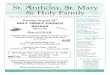 Welcome to the Cluster Catholic Parishes of St. Anthony, St. … · teacher’s aid in the Child Care program. First out of school and just married herself, ... 10:30 am SA Fr. Hiebl