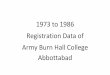 1973 to 1986 Registration Data of Army Burn Hall College ... to 1986.pdf · 154/d/2, p.e.c.h.s, karachi. psc ... cantt public karachi business c/o s.s. ghulam hussain a bad 8 aug-1973