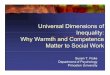 Universal Dimensions of Inequality: Why … Dimensions of Inequality: Why Warmth and Competence Matter to Social Work Susan T. Fiske Dt tfPhlDepartment of Psychology Princeton University