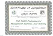 Management Systems Lead Auditing - eaglegroupusa.com fileCertificate of Achievement Presented To: James Charles For Completing 1-Day: ISO 14001: 2004 Overview / Internal Auditor Update