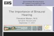 The Importance of Binaural Hearing Importance of... · The Importance of Binaural Hearing Theodore Mason, M.D. Springfield, Massachusetts ... sensorineural hearing impairment and