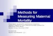 Methods for Measuring Maternal Mortality - who.int · than per woman of reproductive age, the MM Ratio is designed to express direct or indirect obstetric risk: ... Range: