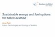 Sustainable energy and fuel options for future aviation · Sustainable energy and fuel options for future aviation Arne Roth Future Technologies and Ecology of Aviation