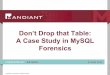 Don’t Drop that Table - Digital Forensics Trainingt_Drop... · Don’t Drop that Table: A Case Study in MySQL Forensics Author: Jennifer Santiago Created Date: 6/10/2014 3:07:18