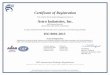 Certificate of Registration Astro Industries, Inc. · Certificate of Registration This certifies that the Quality Management System of Astro Industries, Inc. 4403 Dayton-Xenia Rd
