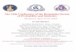 The 21th Conference of the Romanian Society of Probability ...imar/afis-stat.pdf · Irina Adriana Băncescu, Luminiţa Chivu, Vasile Preda(University of Bucharest and National Institute
