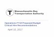 April 10, 2017 - cdn.mbta.com. 4... · 2 operations positions and Silver Line Draft for Discussion & Policy Purposes Only Wage Spending FY17 efforts has controlled corporate wage