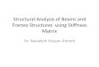 Structural Analysis of Beams and Frames Structures using ... · Structural Analysis of Beams and Frames Structures using Stiffness Matrix Dr. Nasrellah Hassan Ahmed •The term “beam”