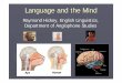 Raymond Hickey, English Linguistics, Department of Anglophone + SLA - آ  2019-10-08آ  What is psycholinguistics?