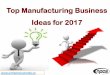 Top Manufacturing Business Ideas for 2017 Manufacturing... · (Measuring Tapes (Steel), Carbon Potentiometers, Auto Pistons, Wafer Biscuits (New), Automatic Curtain Opener, Tumbler