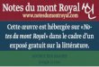 Notes du mont Royal ←  · 2018-04-15 · Notes du mont Royal Cette œuvre est hébergée sur «No tes du mont Royal» dans le cadre d’un exposé gratuit sur la littérature. SOURCE