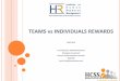 TEAMS vs INDIVIDUALS REWARDS Vs... · 2017-06-12 · Improve employee confidence in working to achieve individual set performance targets. Enable employees to work at their own level,