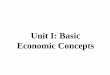 UNIT 1: Basic Economic Concepts · Economics is the study of _____. • Economics is the science of scarcity. • Scarcity is the condition in which our wants are greater than our