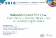 Volunteers and the Law: Compliance, Human Resources ... · Compliance, Human Resources & Exempt Legal Issues Presented by: Gail Blanchard-Saiger. Vice President, Labor & Employment