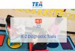 K-2 Diagnostic Tools Diagnostics... · 2019-11-22 · Statute related to early childhood diagnostic tools changed following HB 3. First & Second • To ensure at least one reading