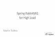 Spring RabbitMQ for High Load â€¢Implements the AMQP Protocol (Advanced Message Queueing Protocol) â€¢Has
