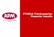FY2016 Third-quarter financial resultsapm.listedcompany.com/misc/Results_Briefing_3Q2016.pdf · Growth in local sales due to increase demand from Perodua and Proton Profit Attributable