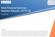 Max Financial Services Investor Release- H1FY 19 · 2018-11-14 · Max Life Individual Adjusted sales grows by 26% to Rs 1,405 Cr in H1, compared to ... ULIP Whole Life Money back