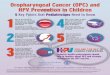 Oropharyngeal Cancer (OPC) and HPV Prevention in ChildrenOPC is also known as squamous cell carcinoma of the pharynx, including the base of the tongue and tonsils. The incidence of