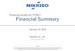 Financial results for FY2017 Financial Summary...Financial results for FY2017 Financial Summary February 23, 2018 NIKKISO CO., LTD. Securities code: 6376 Disclaimer This material contains