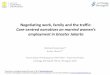 Negotiating work, family and the traffic · •Gender asymmetry in education, access to market jobs, and gender roles in the family (England 2010) •Caregiving is considered the