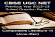 2012 June UGC NET Solved Question Paper in Comparative · 2012 June UGC NET Solved Question Paper in Comparative Literature, Paper III 1. In France, the term ‘Comparative Literature’