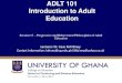 ADLT 101 Introduction to Adult EducationComponents of Progressive Adult Education Key Components of Progressive Adult Education include the following: • The Purpose is to transmit