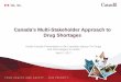 Canada’s Multi-Stakeholder Approach to Drug Shortages · Management Practices (GMP) issues, unexpected surges in demand or difficulties obtaining raw materials. • Some shortages