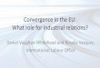 Convergence in the EU: What role for industrial relations? · • Common goal of convergence disappeared from public policies and discourses during the crisis • But the effects