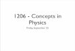 1206 - Concepts in Physicstine/Sep25.pdfwhere theta is the angle between the force and the displacement vectors. Apply the work equation to determine the amount of work done by the