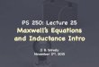 Maxwell’s Equations and Inductance Intropages.erau.edu/~snivelyj/ps250/PS250-Lecture25.pdf · PS 250: Lecture 25 Maxwell’s Equations and Inductance Intro J. B. Snively November