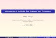 Mathematical Methods for Business and Economics · M. Maggi (MIBE) Mathematical Methods for Business and Economics a.a. 2010/2011 12 / 79. Deﬁnition The two vectors x,y ∈ Rn are