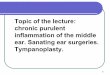 Topic of the lecture: chronic purulent inflammation of the ...nmu.ua/wp-content/uploads/2017/04/L2_CHJRONIC-OTITIS-LECTURE.pdf · 2 Significance z Causes hearing loss. In 18% of patients