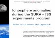Ionosphere anomalies during the SURA ISS experiments program · 2013-10-31 · Ionosphere anomalies during the SURA – ISS experiments program Ruzhin Yu.Ya. 1, Smirnov V.M.2, Depuev