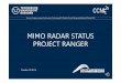 MIMO RADAR STATUS PROJECT RANGER · FMCW RADAR Theory of operation • RF transmission towards target • Reception of delayed signal • Deramping • Mixer outputfrequency and phase