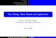 Text Mining: Basic Models and Applications · Introduction Basics Latent Dirichlet Allocation (LDA) Markov Chain Based Models Public Policy Applications Text Mining: Basic Models