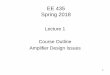 EE 435 Spring 2018 - Iowa State Universityclass.ece.iastate.edu/ee435/lectures/EE 435 Lect 1 Spring 2018.pdfa high gain amplifier that is intended to be used in a feedback application